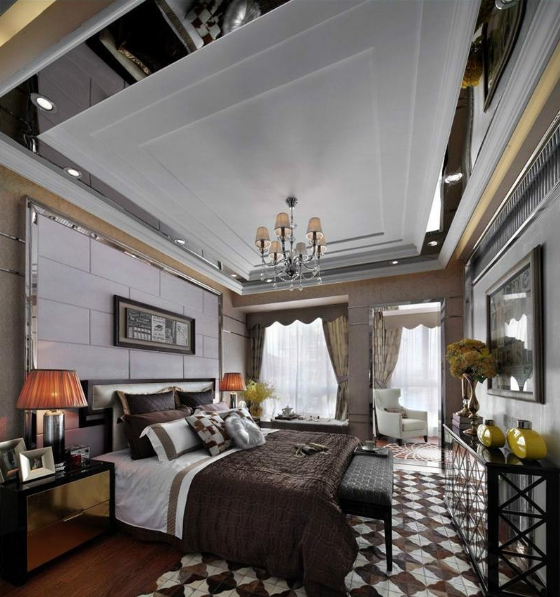 奢华大气新古典风140平米四居室卧室窗户装修效果图