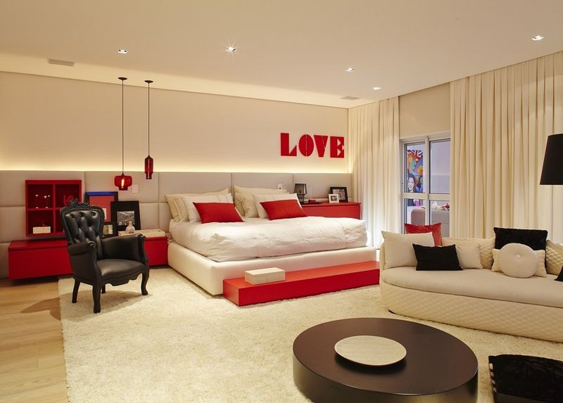 高雅红色新古典风格70平米公寓装修效果图