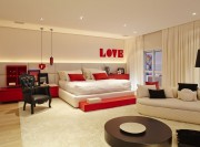 高雅红色新古典风格70平米公寓客厅装修效果图