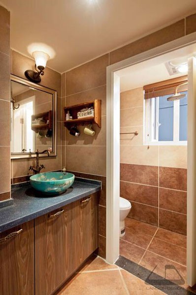 绚烂美式风格90平米二居室卫生间浴室柜装修效果图