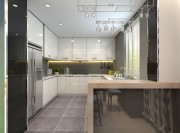 时尚简约现代风格200平米别墅厨房橱柜装修效果图