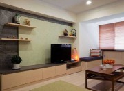 自然中式风格50平米小户型客厅电视背景墙装修效果图