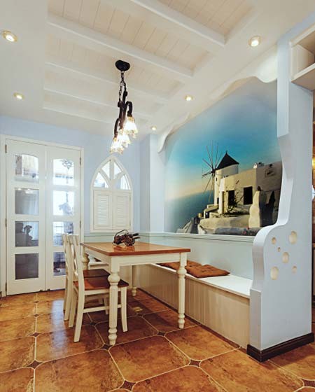 梦幻地中海风格50平米一居室餐厅装修效果图