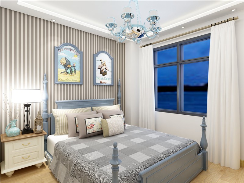 情趣十足的地中海风格110平米三居室卧室窗户装修效果图