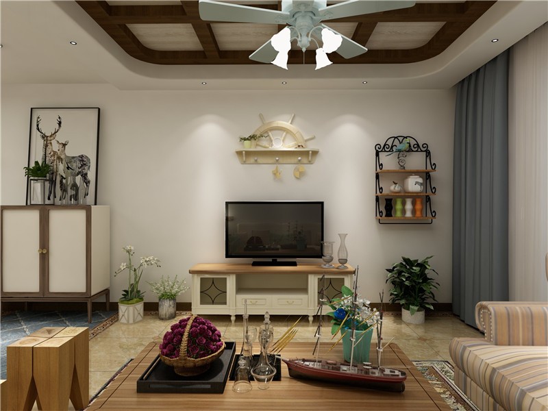 情趣十足的地中海风格110平米三居室客厅装修效果图