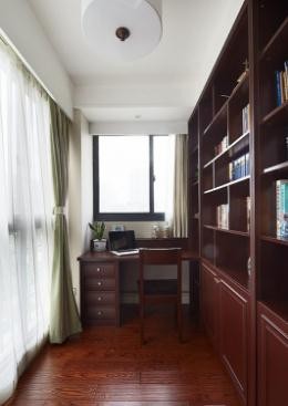 温暖简洁美式风格90平米二居室书房窗帘装修效果图