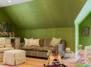 绿色森林美式风格70平米小户型儿童房背景墙装修效果图