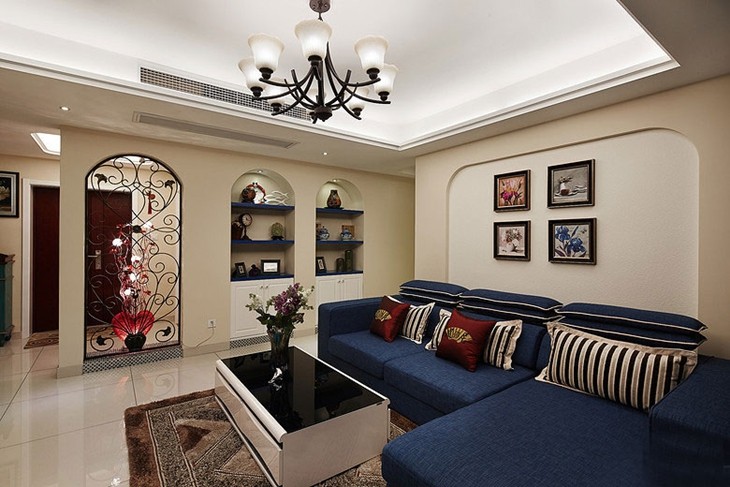 特色的地中海风格130平米四居室客厅背景墙装修效果图