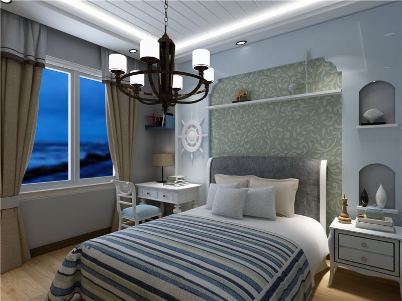 情趣十足的地中海风格110平米三居室卧室吊顶装修效果图