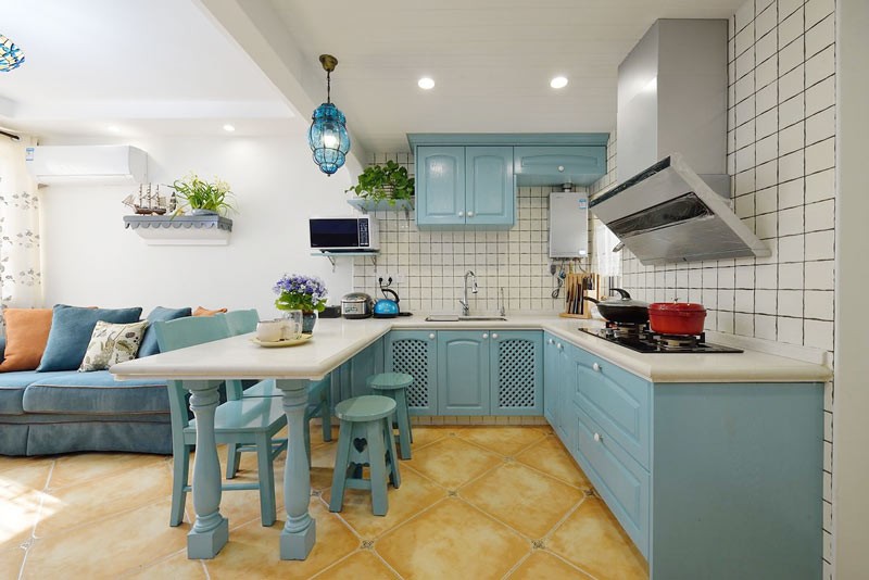 梦中的地中海风格50平米一居室厨房装修效果图