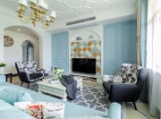 蓝色世界地中海风格130平米四居室客厅装修效果图