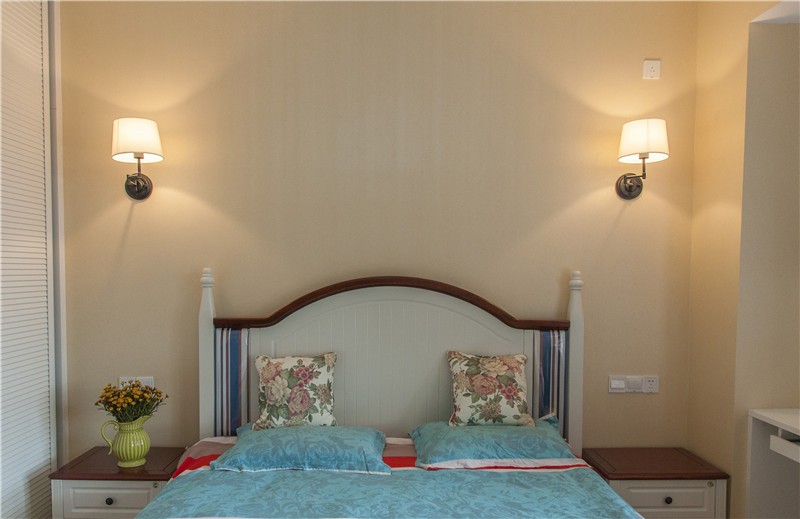 温馨蓝调的地中海风格100平米三居室卧室装修效果图
