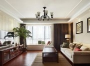 温暖简洁美式风格90平米二居室客厅吊顶装修效果图