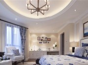 温馨优雅的美式风格70平米一居室卧室吊顶装修效果图