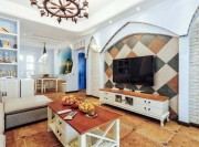 梦幻地中海风格50平米一居室客厅装修效果图
