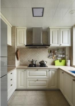 温暖简洁美式风格90平米二居室厨房橱柜装修效果图