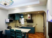 蓝色地中海风格60平米二居室厨房装修效果图