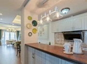清新田园美式风格70平米公寓厨房橱柜装修效果图