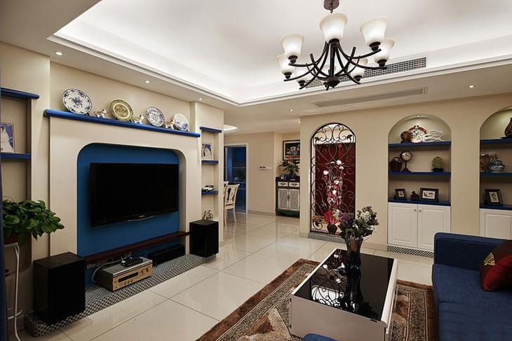 特色的地中海风格130平米四居室客厅装修效果图