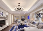 温馨优雅的美式风格70平米一居室客厅吊顶装修效果图