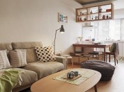 休闲简洁日式风格70平米一居室客厅背景墙装修效果图