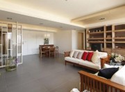 米色极简中式风格50平米小户型客厅吊顶装修效果图
