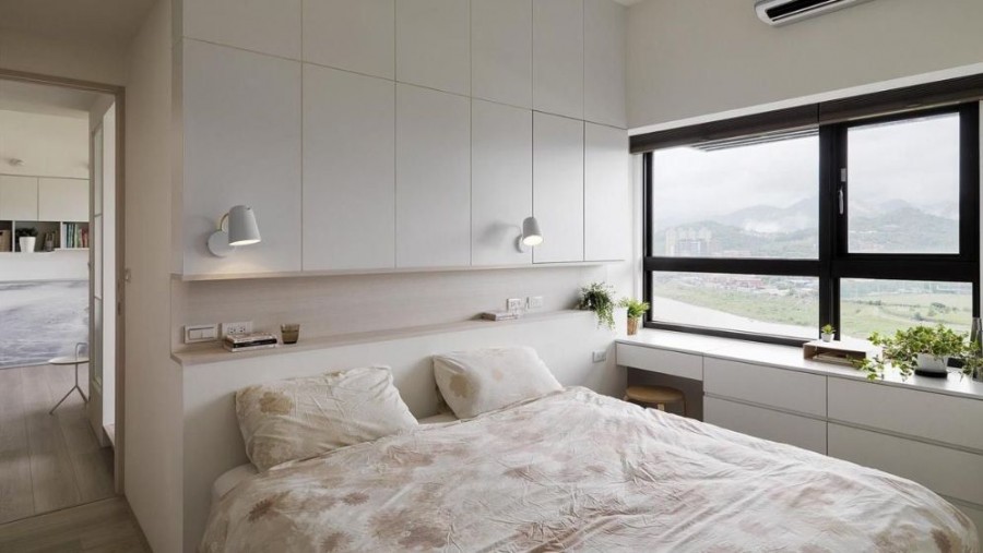 纯白北欧风格一居室卧室装修效果图