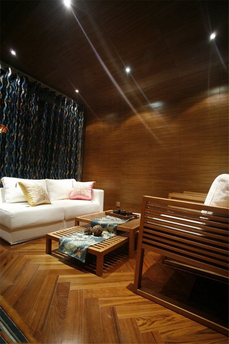 静谧稳重的东南亚风格100平米三居室小客厅装修效果图