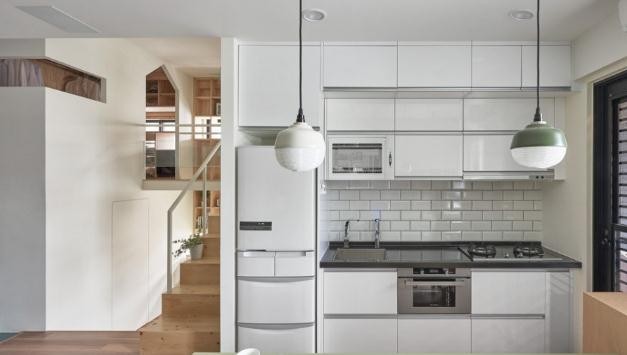紧凑型日式风格90平米复式loft厨房橱柜装修效果图