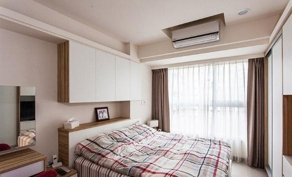 淡黄温馨日式风格90平米二居室卧室吊顶装修效果图