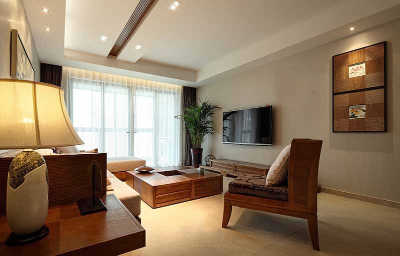 和谐舒适的东南亚风格100平米三居室客厅装修效果图