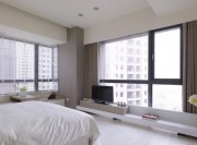 简约清新日式风格90平米四居室卧室飘窗装修效果图