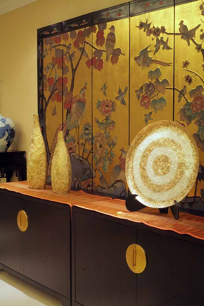 古韵典雅中式风格70平米一居室客厅背景墙装修效果图