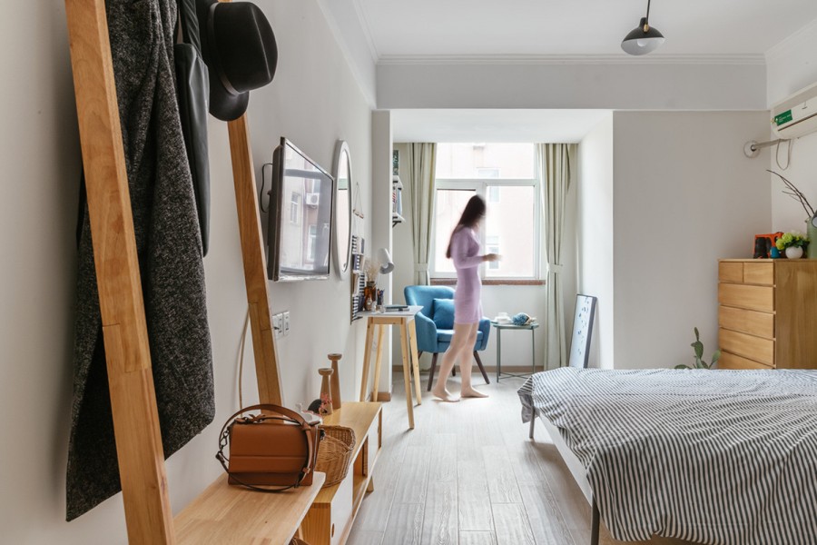 简洁的北欧风格60平米公寓卧室装修效果图