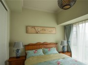 雅致古朴中式风格100平米复式loft卧室背景墙装修效果图