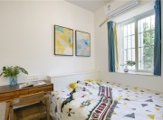 朴实温和的北欧风格四居室卧室窗帘装修效果图