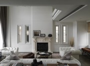 经典黑白灰现代简约风格200平米别墅客厅背景墙装修效果图