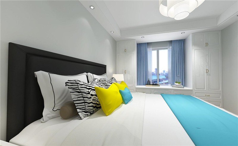 宁静质朴现代80平二居室卧室窗户装修效果图