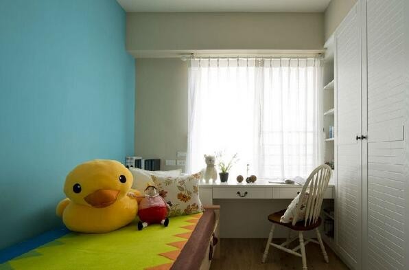 美式淳朴温馨120平米三居室儿童房背景墙装修效果图