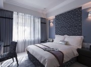 深灰艺术新古典风格110平米三居室卧室窗帘装修效果图
