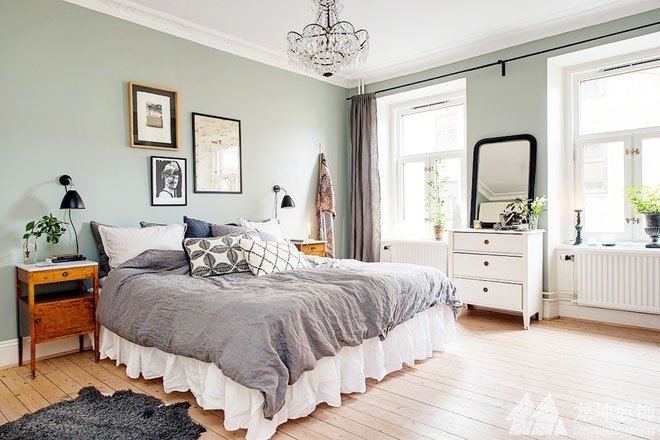 纯白精致北欧风格60平米一居室卧室背景墙装修效果图