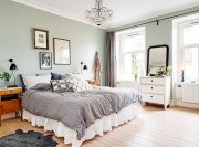 纯白精致北欧风格60平米一居室卧室背景墙装修效果图
