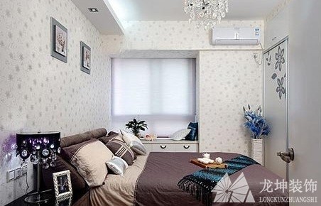 欧式蓝色时尚70平米小户型卧室背景墙装修效果图