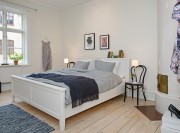 纯净洁白北欧风格80平米二居室卧室背景墙装修效果图