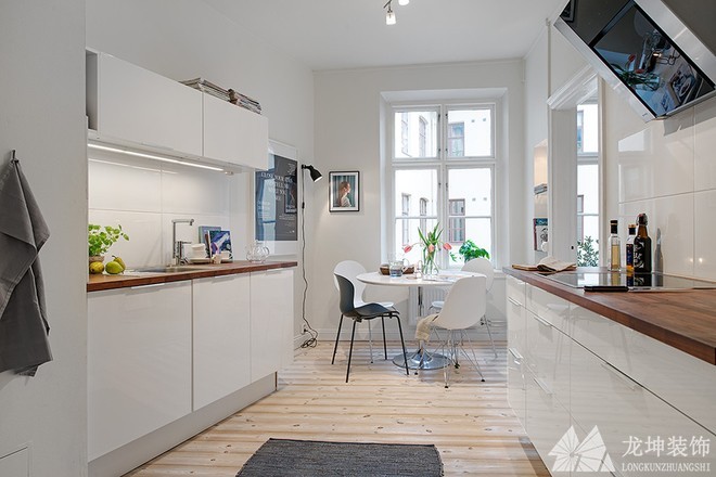 纯净洁白北欧风格80平米二居室厨房橱柜装修效果图
