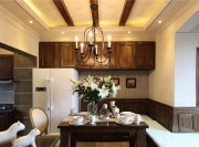 欧式褐色浪漫90平米二居室餐厅吊顶装修效果图