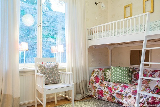 北欧舒适温馨90平米二居室儿童房背景墙装修效果图