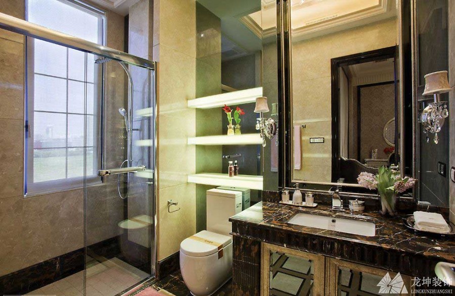 精致优雅欧式风格130平米三居室卫生间浴室柜装修效果图