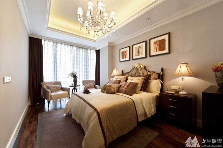 米色现代欧式风格140平米四居室卧室装修效果图