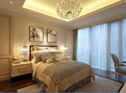 米色现代欧式风格140平米四居室卧室背景墙装修效果图
